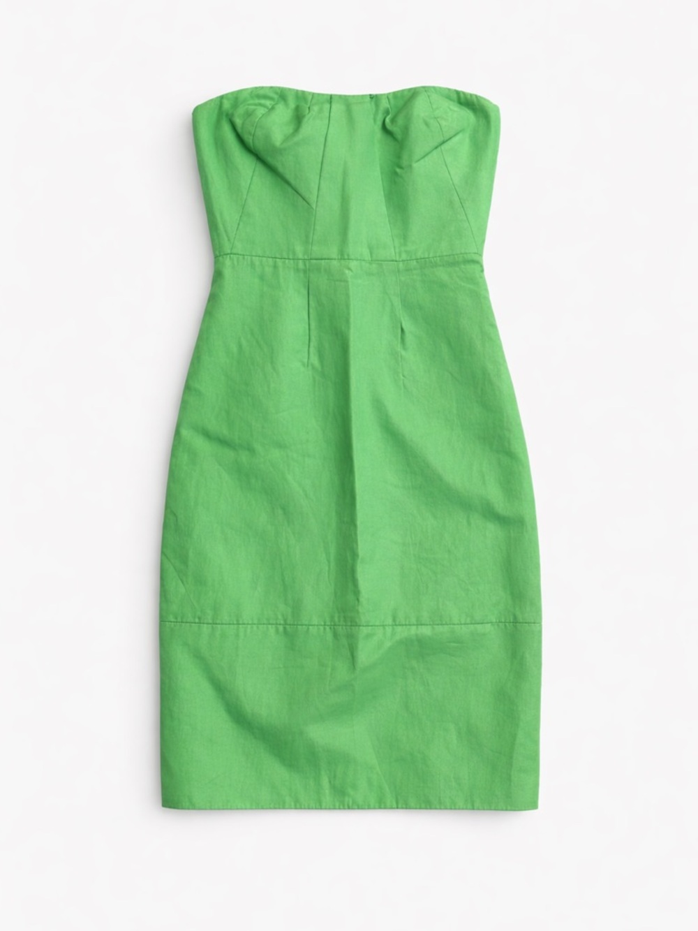 J.Crew Erica Strapless Dress Green 100% Cotton Size 0P Petite